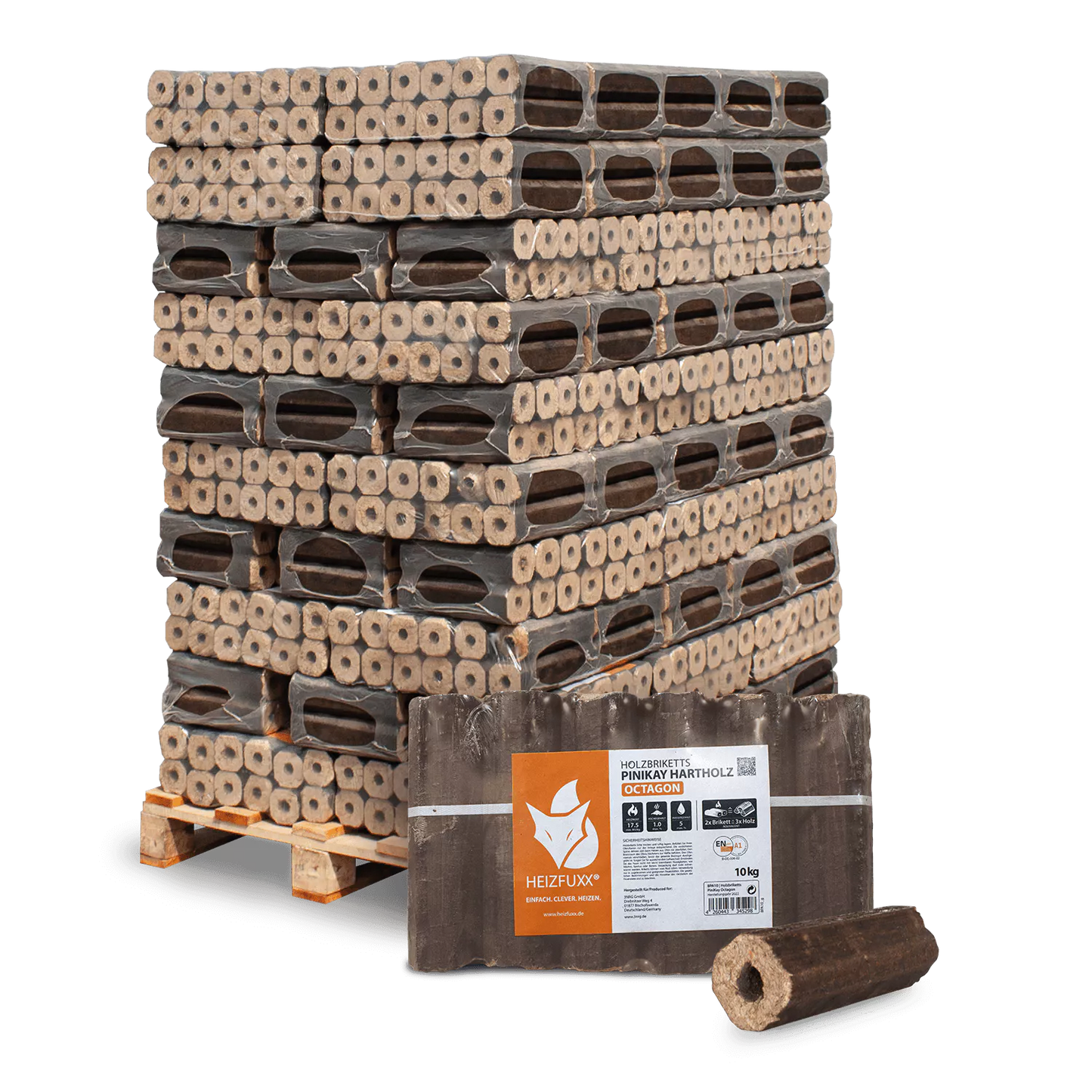 Holzbriketts PiniKay Octagon 96 x 10 kg