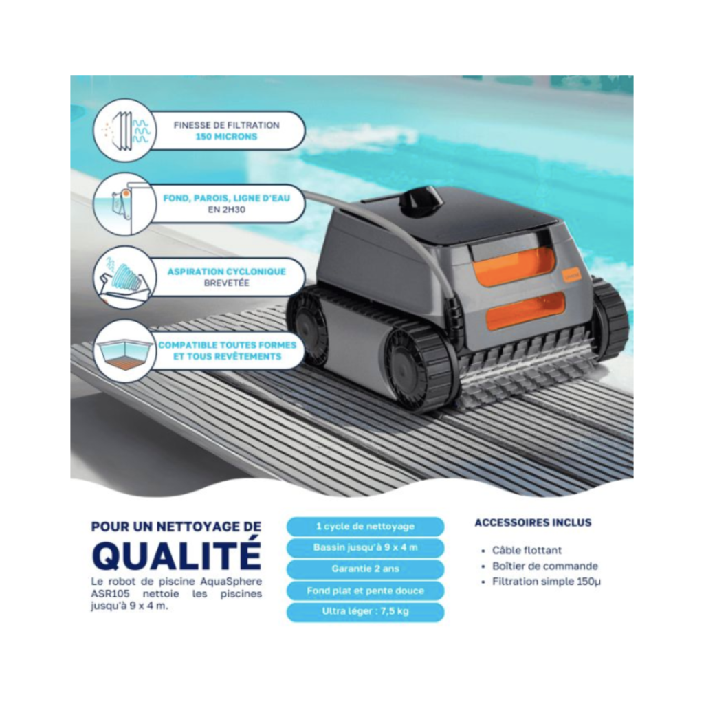 Robot de piscine Zodiac Aquasphère ASR 105 – Nettoyage performant