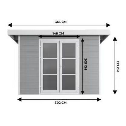 Abri de jardin composite SINTRA 9 m² gris clair – Moderne et résistant