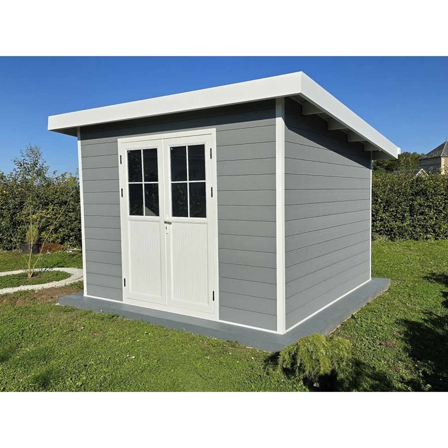Abri de jardin composite SINTRA 9 m² gris clair – Moderne et résistant